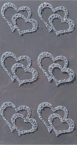 Art-Work Handmade 3D Stickers Dbl. hearts crystal-gl.