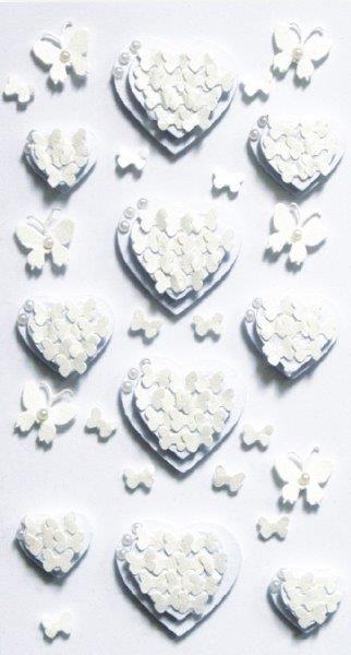 Art-Work Handmade 3D Stickers Butterflies on Hearts