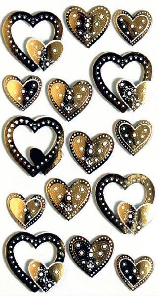 Art-Work Handmade 3D Stickers hearts gold