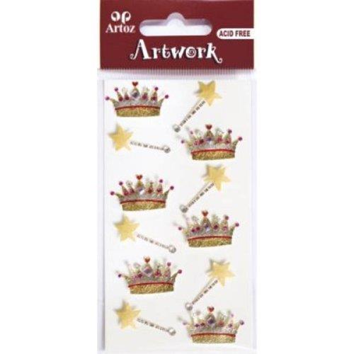 Art-Work Handmade 3D Stickers Crown with magic wand
