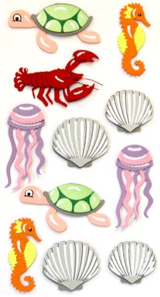 Art-Work Handmade 3D Stickers Shells and Crustaceans