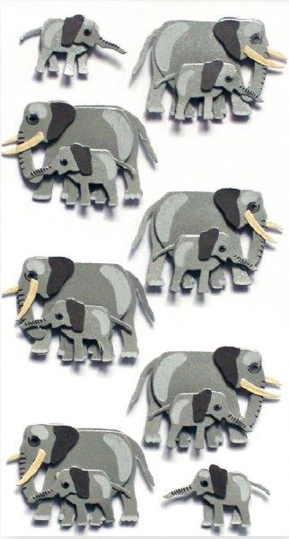 Art-Work Handmade 3D Stickers elephant with baby