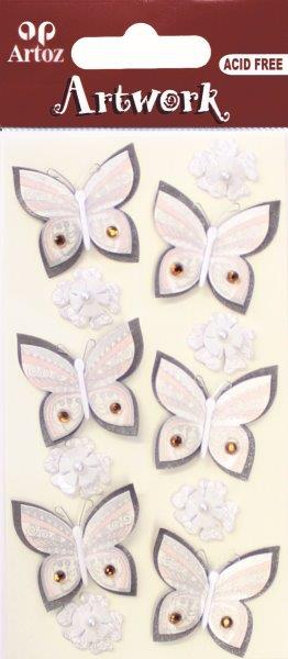 Art-Work Handmade 3D Stickers butterflies & flowers