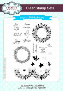 Creative Expressions Holly Wreath Elements 6 in x 8 in Clear Stamp Set