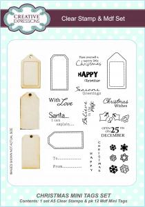 Creative Expressions Christmas Mini Tags 6 in x 8 in Clear Stamp & Mdf Set