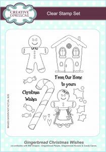 Creative Expressions Gingerbread Christmas Wishes A5 Clear Stamp Set