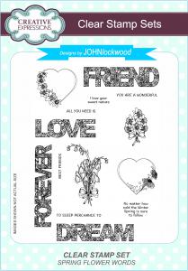 Creative Expressions Spring Flower Words 6 in x 8 in Clear Stamp Set