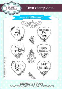 Creative Expressions Primrose Heart Everyday Sentiments 6 in x 8 in Clear Stamp Set