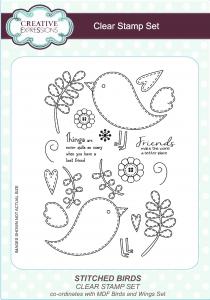 Creative Expressions Stitched Birds 6 in x 8 in Clear Stamp Set
