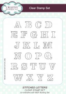 Creative Expressions Stitched Letters 6 in x 8 in Clear Stamp Set