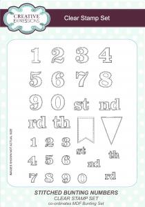Creative Expressions Stitched Bunting Numbers 6 in x 8 in Clear Stamp Set