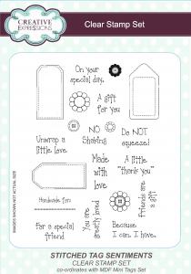 Creative Expressions Stitched Tag Sentiments 6 in x 8 in Clear Stamp Set