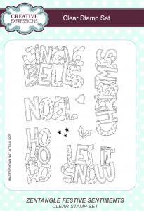 Creative Expressions Zentangle Festive Sentiments 6 in x 8 in Clear Stamp Set
