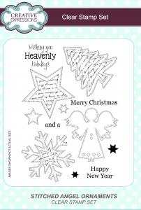 Creative Expressions Stitched Angel Ornaments 6 in x 8 in Clear Stamp Set