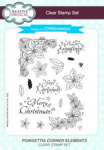 Creative Expressions Poinsettia Corner Elements 6 in x 8 in Clear Stamp Set