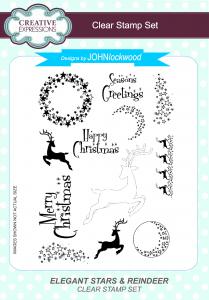 Creative Expressions Elegant Stars & Reindeer A5 Clear Stamp Set