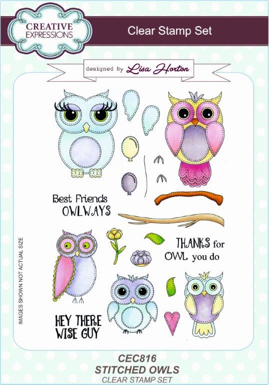 Creative Expressions Stitched Owls A5 Clear Stamp Set