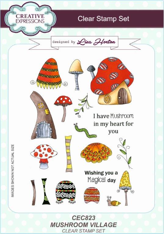 Creative Expressions Mushroom Village 6 in x 8 in Clear Stamp Set