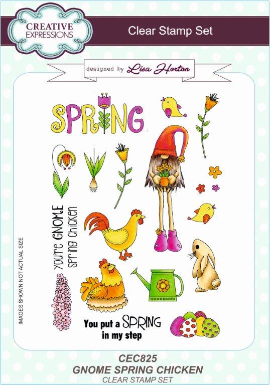 Creative Expressions Gnome Spring Chicken 6 in x 8 in Clear Stamp Set