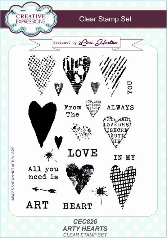 Creative Expressions Arty Hearts 6 in x 8 in Clear Stamp Set