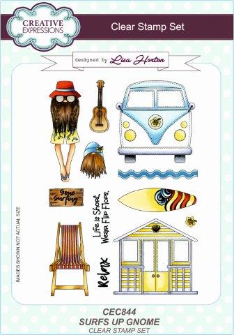 Creative Expressions Surf's Up Gnome 6 in x 8 in Clear Stamp Set