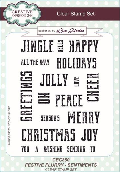 Creative Expressions Festive Flurry Sentiments 6 in x 8 in Clear Stamp Set