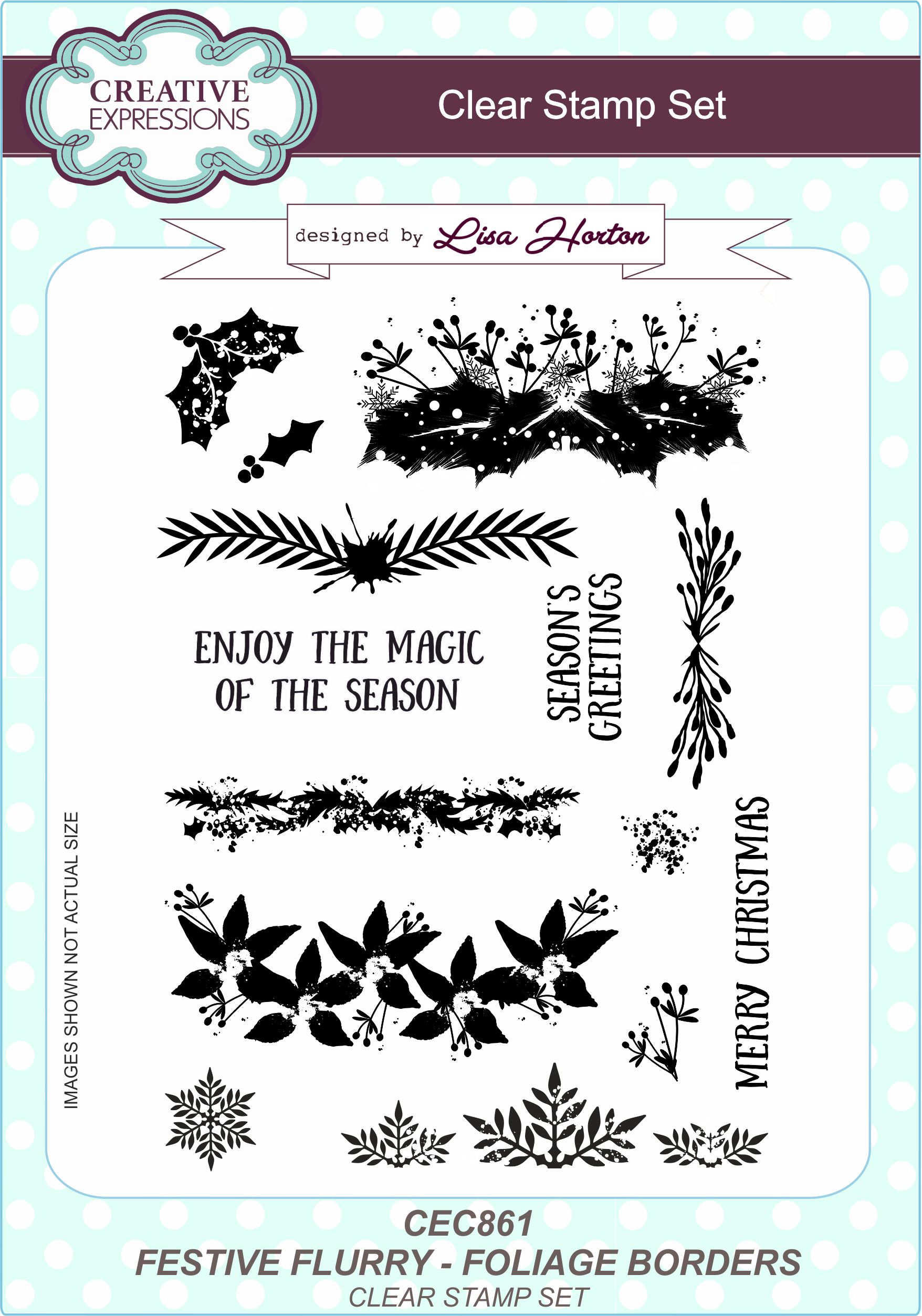 Creative Expressions Festive Flurry Foliage Borders 6 in x 8 in Clear Stamp Set