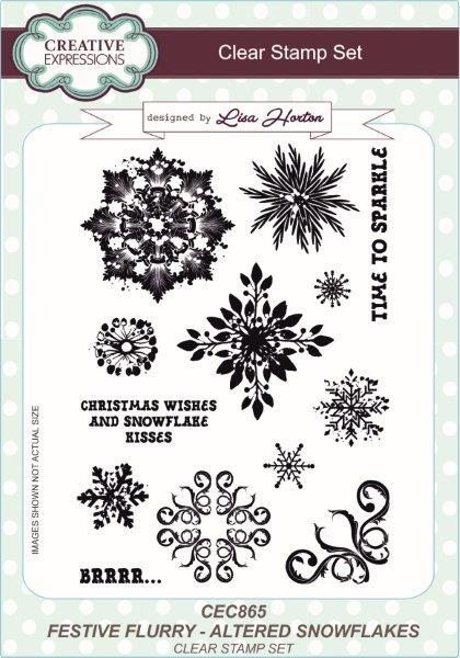 Creative Expressions Festive Flurry Altered Snowflakes 6 in x 8 in Clear Stamp Set
