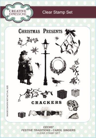 Creative Expressions Festive Traditions Carol Singers 6 in x 8 inClear Stamp Set