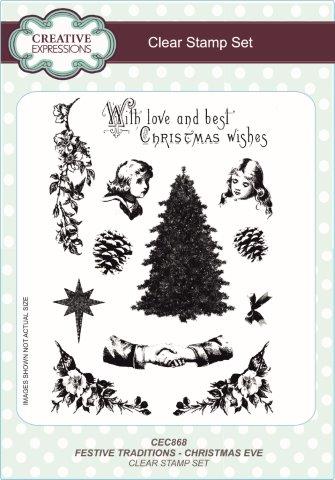 Creative Expressions Festive Traditions Christmas Eve 6 in x 8 in Clear Stamp Set