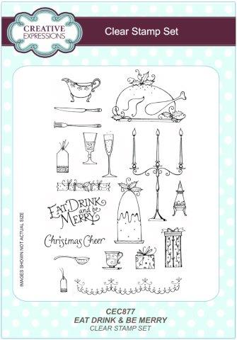 Creative Expressions Eat Drink and Be Merry 6 in x 8 in Clear Stamp Set