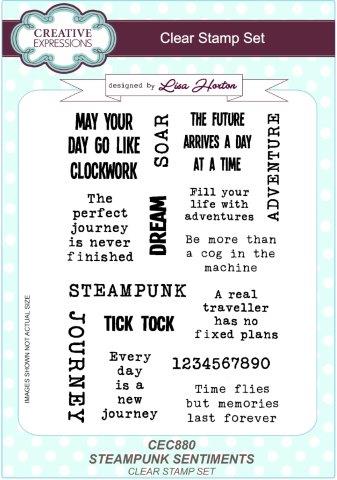 Creative Expressions Steampunk Sentiments 6 in x 8 in Clear Stamp Set