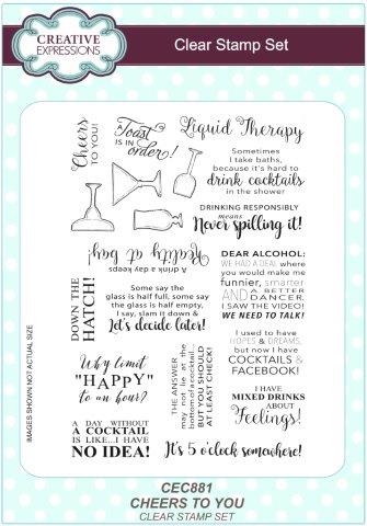Creative Expressions Cheers To You 6 in x 8 in Clear Stamp Set