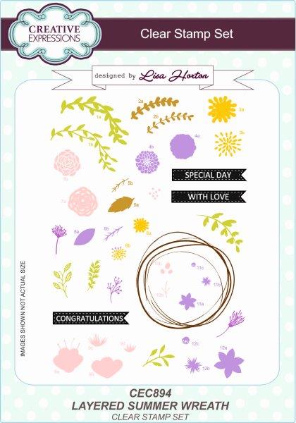Creative Expressions Layered Summer Wreath 6 in x 8 in Clear Stamp Set