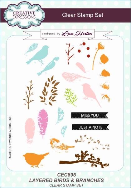 Creative Expressions Layered Birds & Branches 6 in x 8 in Clear Stamp Set