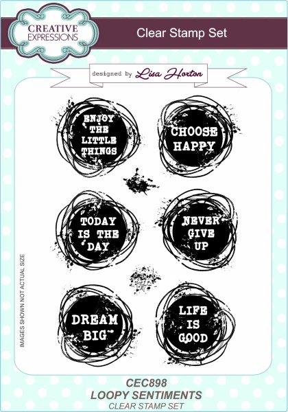 Creative Expressions Loopy Sentiments 6 in x 8 in Clear Stamp Set