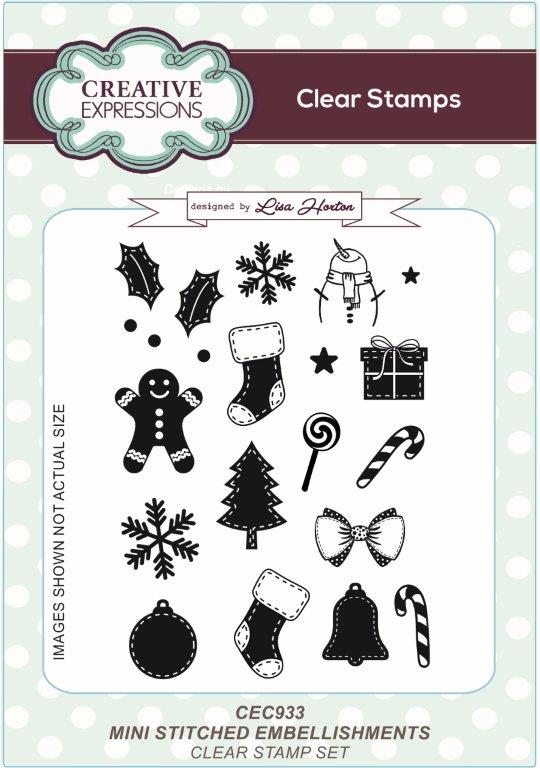 Creative Expressions Mini Stitched Embellishments 4 in x 6 in Clear Stamp Set