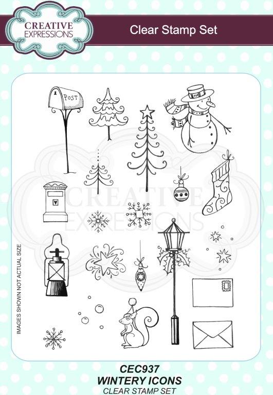 Creative Expressions Wintery Icons 6 in x 8 in Clear Stamp Set