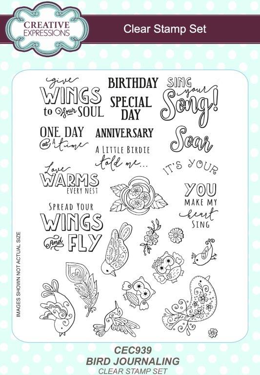 Creative Expressions Bird Journaling 6 in x 8 in Clear Stamp Set