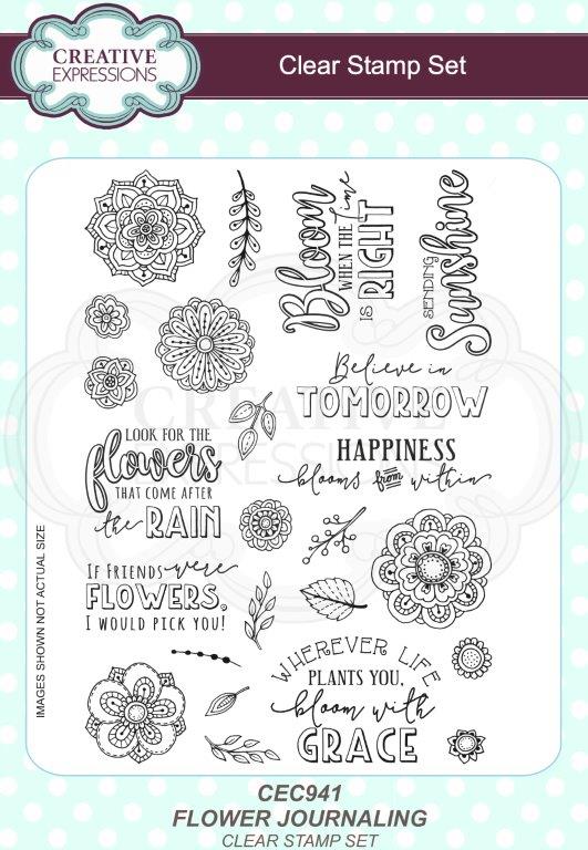 Creative Expressions Flower Journaling 6 in x 8 in Clear Stamp Set