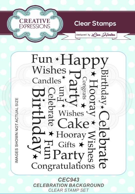 Creative Expressions Celebration Background 6 in x 4 in Clear Stamp Set