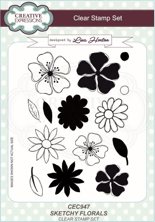 Creative Expressions Sketchy Florals 6 in x 8 in Clear Stamp Set
