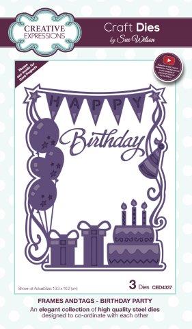 Creative Expressions Sue Wilson Frames and Tags Birthday Party Craft Die