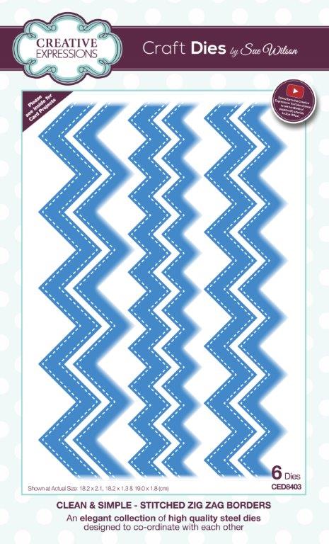 Creative Expressions Sue Wilson Clean & Simple Stitched Zig Zag Borders Craft Die
