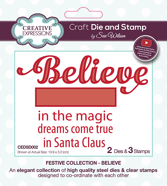 Creative Expressions Sue Wilson Believe Craft Die & Stamp Set