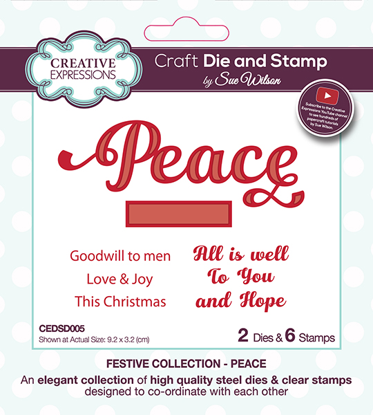 Creative Expressions Sue Wilson Peace Craft Die & Stamp Set