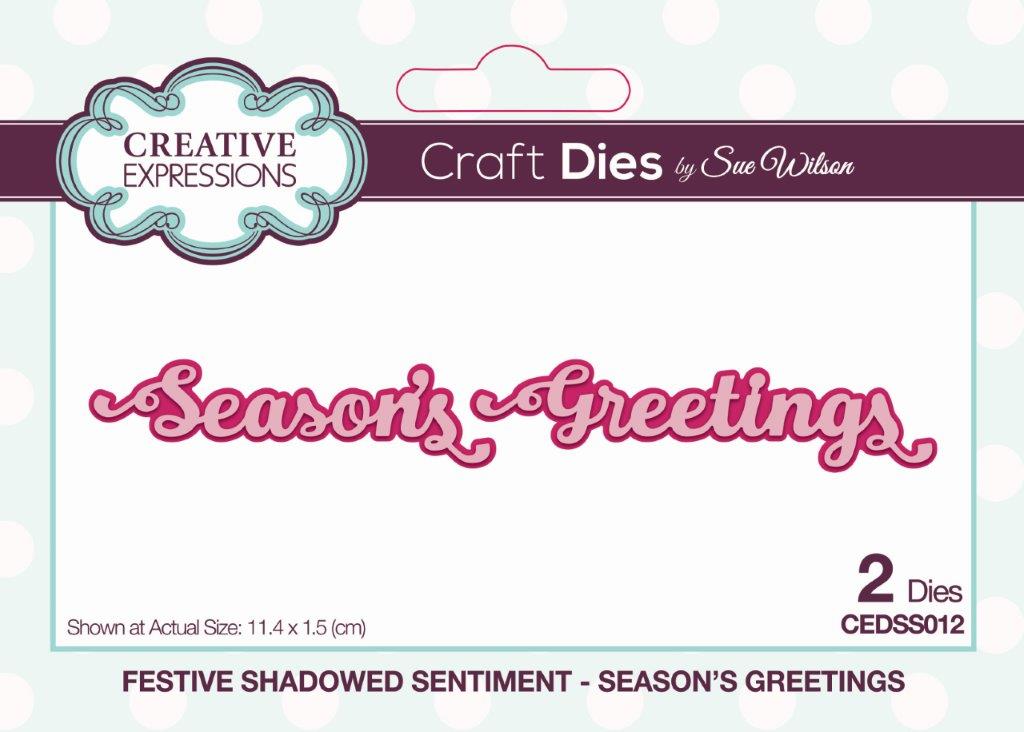 Creative Expressions Sue Wilson Festive Shadowed Sentiment Season's Greetings Craft Die
