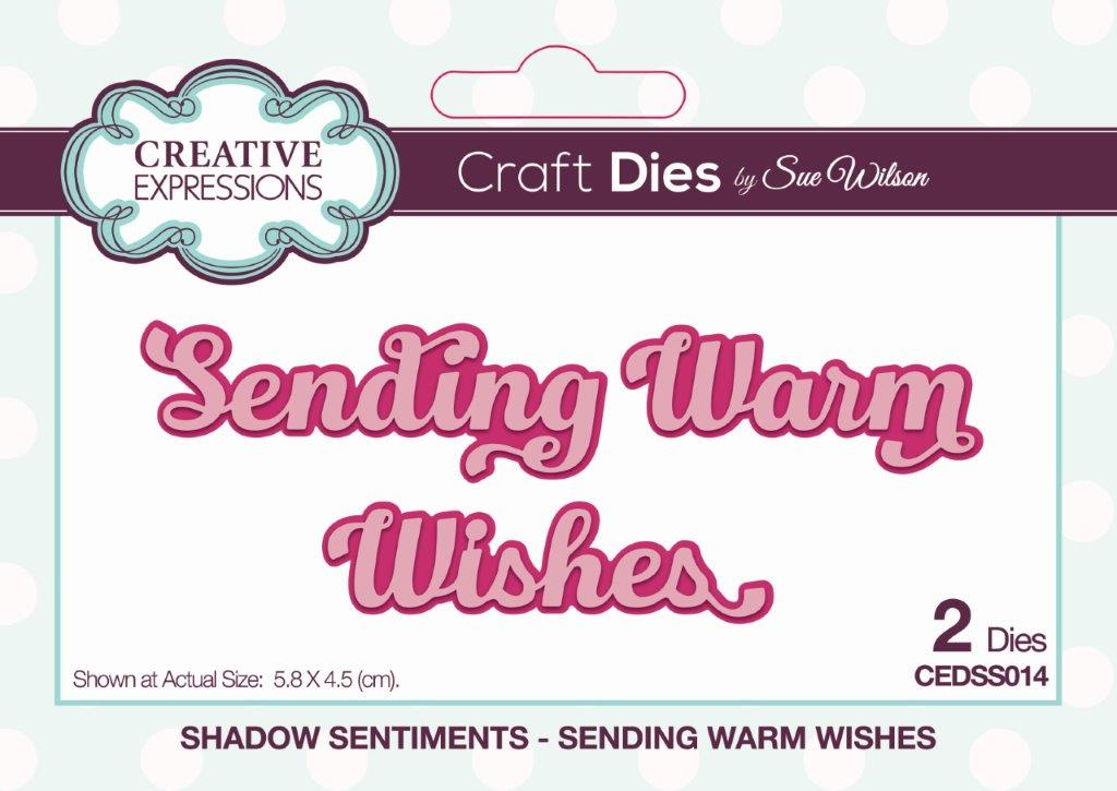 Creative Expressions Sue Wilson Festive Shadowed Sentiment Sending Warm Wishes Craft Die