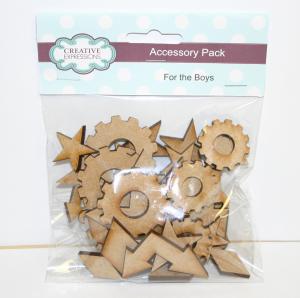 Creative Expressions Boys Decorative Accessory Pack 40 pieces Mdf