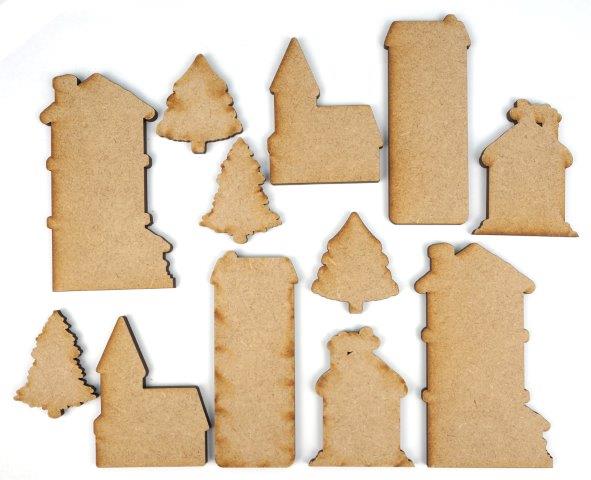 Creative Expressions Christmas Town Accessory Pack - 12 pcs Mdf